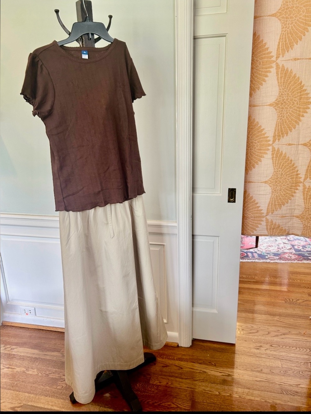 Khaki Tan Crisp Twill Maxi Skirt Pockets Size 10 NWOT - Picture 4 of 15